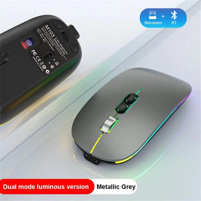 2,4 GHZ belaidė C tipo įkraunama ypač plona nešiojama dvigubo režimo pelė, tyli foninio apšvietimo pelė, skirta nešiojamam kompiuteriui