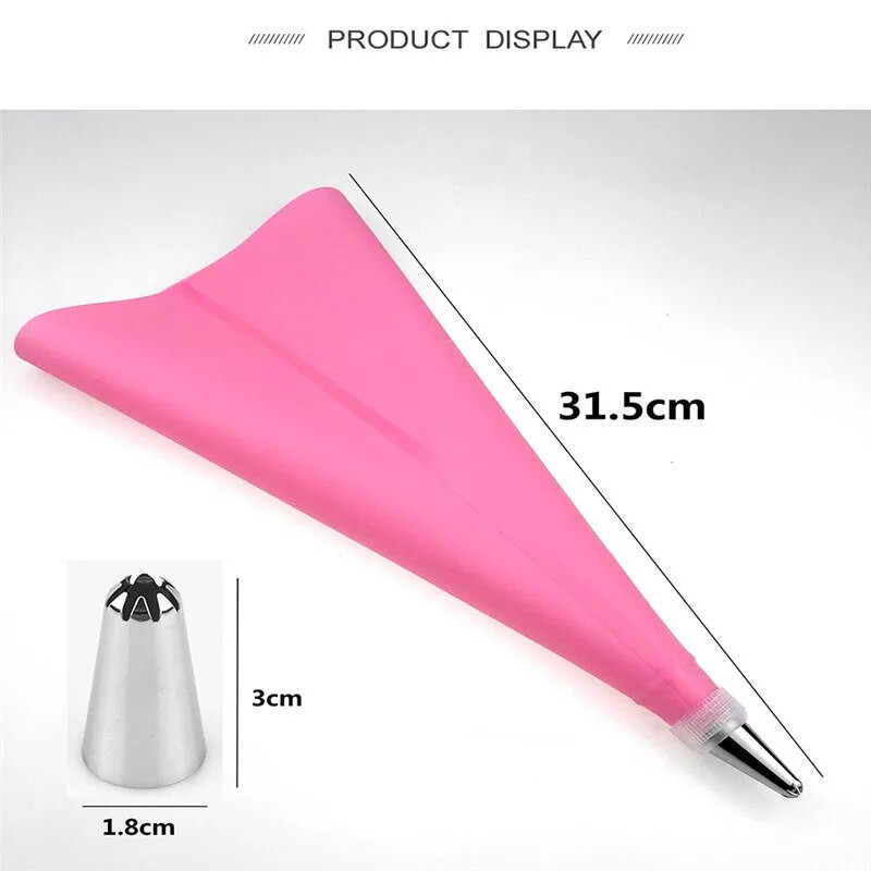 1vnt silikono glazūravimo vamzdelių kremo konditerijos maišelis + 12 vnt nerūdijančio plieno antgalis konditerijos antgaliai keitiklis „pasidaryk pats“ tortų dekoravimo įrankiai.