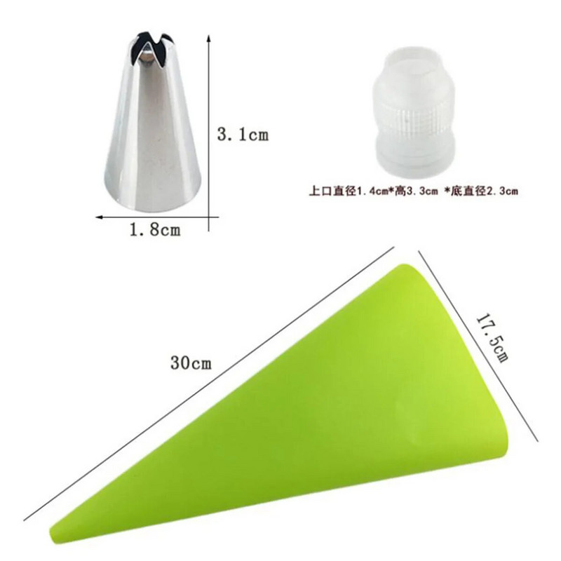 8 vnt. / rinkinys Silikoniniai virtuvės priedai Glazūrai vamzdeliai Kremas konditerijos maišelis su 6 nerūdijančio plieno antgaliais „pasidaryk pats“ pyrago dekoravimo antgalių rinkinys