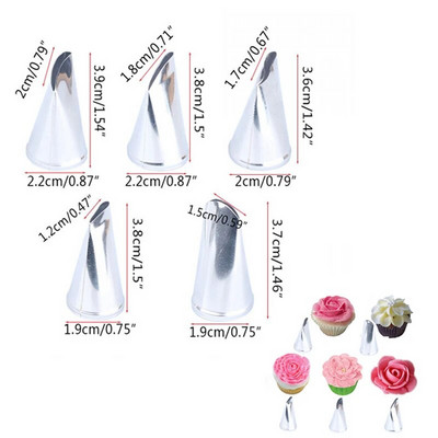 5/3 KOM Ružice Mlaznice za tijesto Alati za ukrašavanje kolača Mlaznice od nehrđajućeg čelika Ukrasi za kremu za tijesto Kuhinjski alati za pečenje tijesta