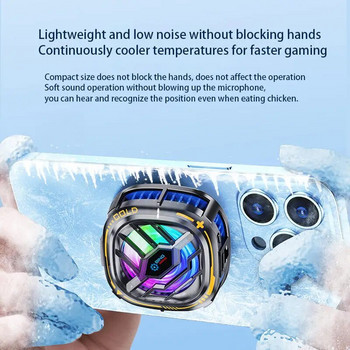 Магнитен RGB охладител за телефон, преносим, лек, стилен радиатор с температурен дисплей за Magsafe Mobile Gaming iPhone