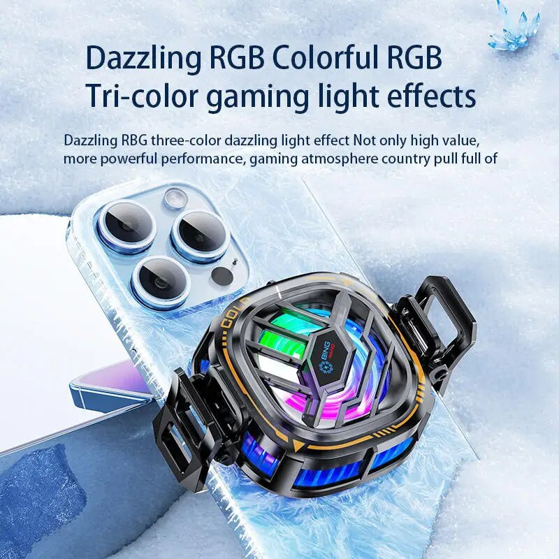Μαγνητικό ψυγείο τηλεφώνου RGB, φορητό, ελαφρύ, κομψό ψυγείο με οθόνη θερμοκρασίας για Magsafe Mobile Gaming iPhone