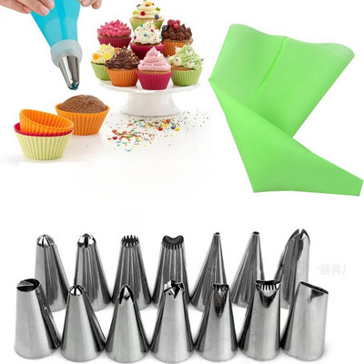 7-51 vnt. Grietinėlės purkštukų rinkinys Tortų dekoravimo įrankiai Glajus vamzdeliai Antgalis Konditeriniai maišeliai Viskas konditerijos kepimui Konditerijos įrankiai