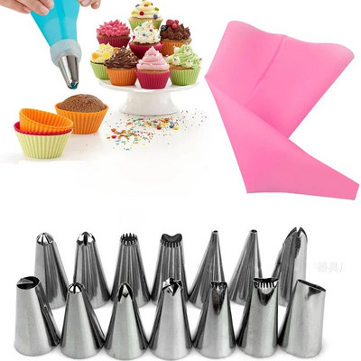 7-51 vnt. Grietinėlės purkštukų rinkinys Tortų dekoravimo įrankiai Glajus vamzdeliai Antgalis Konditeriniai maišeliai Viskas konditerijos kepimui Konditerijos įrankiai