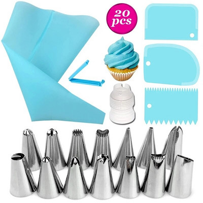 7-51 vnt. Grietinėlės purkštukų rinkinys Tortų dekoravimo įrankiai Glajus vamzdeliai Antgalis Konditeriniai maišeliai Viskas konditerijos kepimui Konditerijos įrankiai