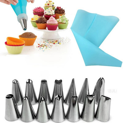 7-51 vnt. Grietinėlės purkštukų rinkinys Tortų dekoravimo įrankiai Glajus vamzdeliai Antgalis Konditeriniai maišeliai Viskas konditerijos kepimui Konditerijos įrankiai