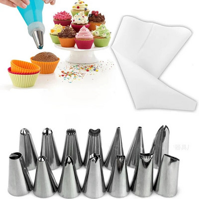 7-51 vnt. Grietinėlės purkštukų rinkinys Tortų dekoravimo įrankiai Glajus vamzdeliai Antgalis Konditeriniai maišeliai Viskas konditerijos kepimui Konditerijos įrankiai