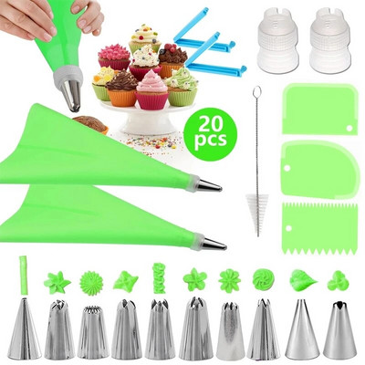 7-51 vnt. Grietinėlės purkštukų rinkinys Tortų dekoravimo įrankiai Glajus vamzdeliai Antgalis Konditeriniai maišeliai Viskas konditerijos kepimui Konditerijos įrankiai