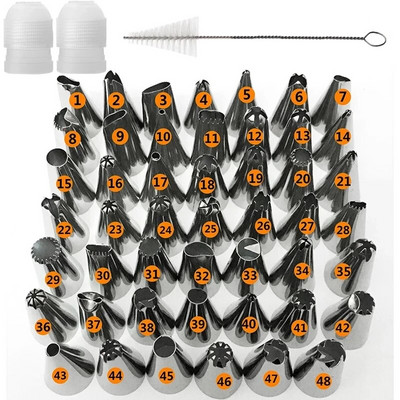 7-51 vnt. Grietinėlės purkštukų rinkinys Tortų dekoravimo įrankiai Glajus vamzdeliai Antgalis Konditeriniai maišeliai Viskas konditerijos kepimui Konditerijos įrankiai