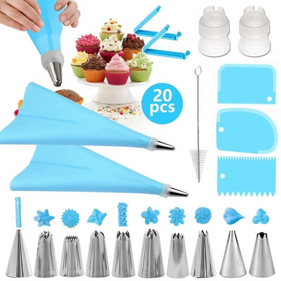 7-51 vnt. Grietinėlės purkštukų rinkinys Tortų dekoravimo įrankiai Glajus vamzdeliai Antgalis Konditeriniai maišeliai Viskas konditerijos kepimui Konditerijos įrankiai