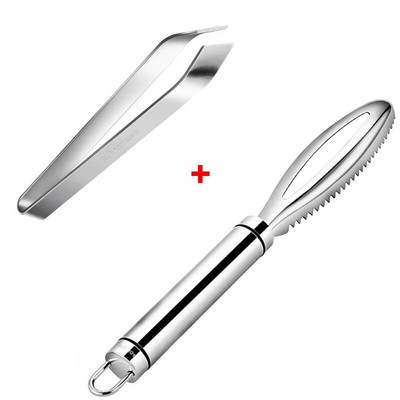 Nerūdijančios žuvies svarstyklės gramdomos trintuvės žuvies odos šepetys Greitai nuimkite grandiklį ir ištraukite kaulinį pincetą Virtuvės gaminimo įrankiai