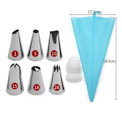 8-50 vnt./rinkinys Silikoninio konditerinio maišelio antgaliai Virtuvė „pasidaryk pats“ 48 apledėjimo vamzdelių antgalis + kreminiai daugkartiniai konditerijos maišeliai Tortų dekoravimo įrankiai