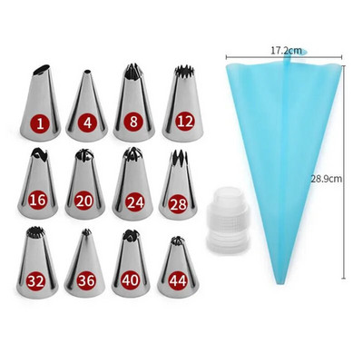 8-50 vnt./rinkinys Silikoninio konditerinio maišelio antgaliai Virtuvė „pasidaryk pats“ 48 apledėjimo vamzdelių antgalis + kreminiai daugkartiniai konditerijos maišeliai Tortų dekoravimo įrankiai
