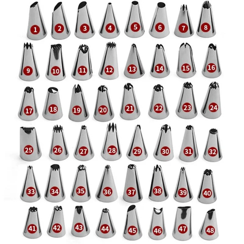 8-50 vnt./rinkinys Silikoninio konditerinio maišelio antgaliai Virtuvė „pasidaryk pats“ 48 apledėjimo vamzdelių antgalis + kreminiai daugkartiniai konditerijos maišeliai Tortų dekoravimo įrankiai