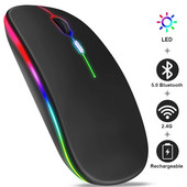 Belaidė „Bluetooth“ pelė Belaidė kompiuterio pelė Įkraunama Ergonomiška pelė LED USB pelė Tylioji „Mause“ su RGB apšvietimu, skirta kompiuteriui
