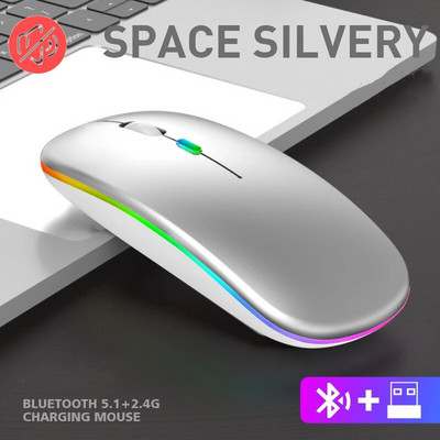 Belaidė „Bluetooth“ pelė Belaidė kompiuterio pelė Įkraunama Ergonomiška pelė LED USB pelė Tylioji „Mause“ su RGB apšvietimu, skirta kompiuteriui