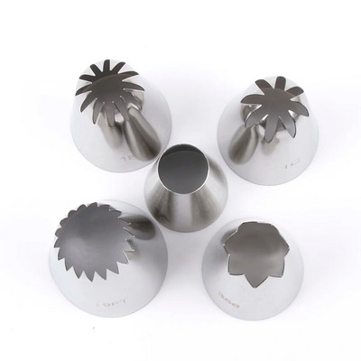 5 vnt. dideli metaliniai tortų kremo dekoravimo antgaliai nerūdijančio plieno vamzdžių glazūros purkštukai torto fondant dekoro antgalis torto kepimo įrankiai