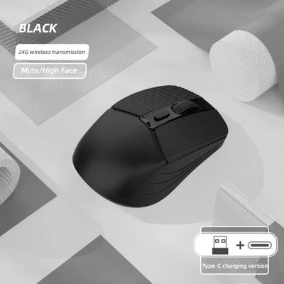 Nauja 2.4G belaidė „Bluetooth“ dviejų režimų pelė C tipo įkraunama pelės nutildymo mygtukas Ergonomiška pelė, tinkama biuro žaidimams