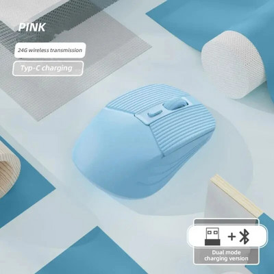 Nauja 2.4G belaidė „Bluetooth“ dviejų režimų pelė C tipo įkraunama pelės nutildymo mygtukas Ergonomiška pelė, tinkama biuro žaidimams