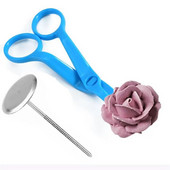 1/2 vnt Blue Piping Gėlių žirklės Nagų saugos rožių dekoras Lifter Fondant Tortų dekoravimo padėklas Kremo perkėlimas Kepimo konditerijos įrankiai