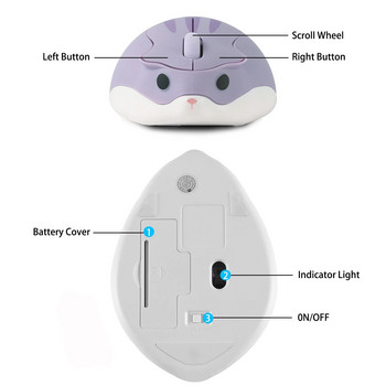 2.4G безжична Bluetooth оптична мишка Сладък хамстер Карикатурен дизайн Компютърни мишки Ергономични мини 3D игри Офис мишка Подарък за деца