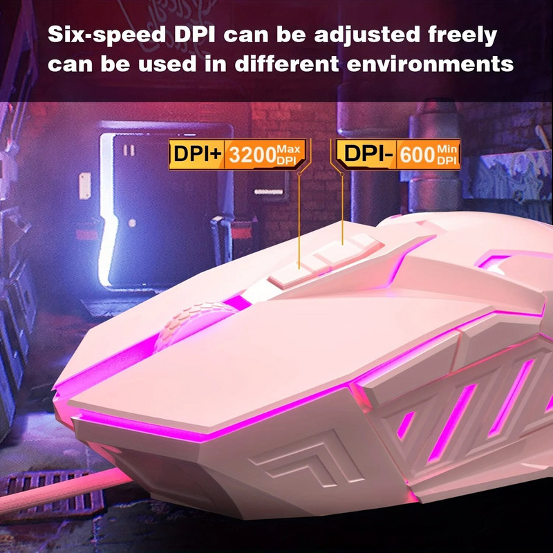 MageGee G10 Gaming Mouse Ενσύρματο, 7 χρώματα Breathing LED Backlit Gaming ποντίκι, 6 ρυθμιζόμενο DPI (έως 3200 DPI), Εργονομικό Optica