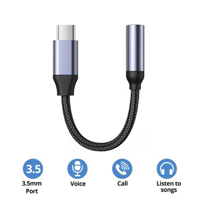 C tipo USB iki 3,5 mm ausinių lizdo skaitmeninio garso adapterio keitiklis, skirtas Sumsang Xiaomi Redmi Poco Pixel LG 3 5 mm garso Aux laidui