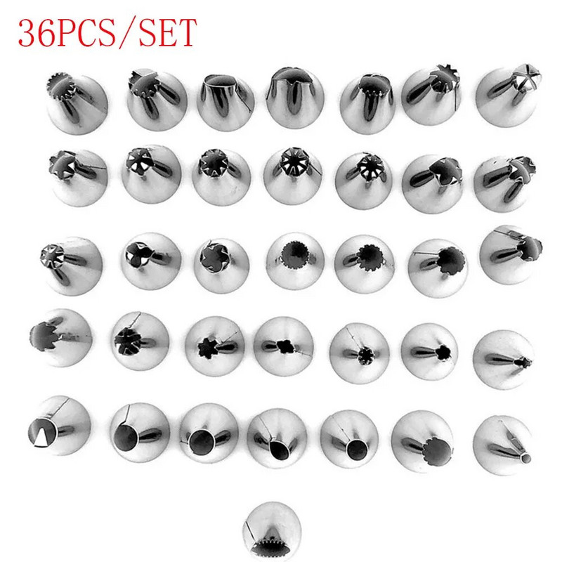 36 vnt Tortų dekoravimo įrankis Įvairių nėrinių formų tešlos kremo purkštukai Fondant konditerijos snapelis glazūra vamzdžių antgalis kepimui