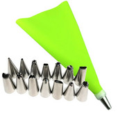 16 vnt / rinkinys silikono glajaus vamzdelių kremo konditerijos maišelis 14 vnt nerūdijančio plieno antgalis konditerijos antgaliai konverteris "pasidaryk pats" tortų dekoravimo įrankiai