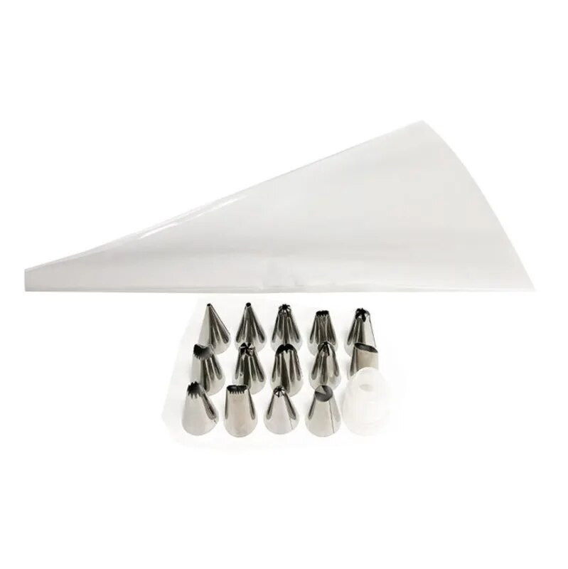 16 vnt / rinkinys silikono glajaus vamzdelių kremo konditerijos maišelis 14 vnt nerūdijančio plieno antgalis konditerijos antgaliai konverteris "pasidaryk pats" tortų dekoravimo įrankiai