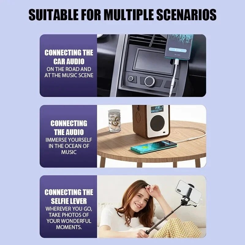 C tipo iki 3,5 mm papildomos adapterio 3 5 lizdo garso laidas, skirtas Huawei Xiaomi Redmi POCO Sumsang LG 3.5MM iki 8Pin Aux adapteris, skirtas iPhone