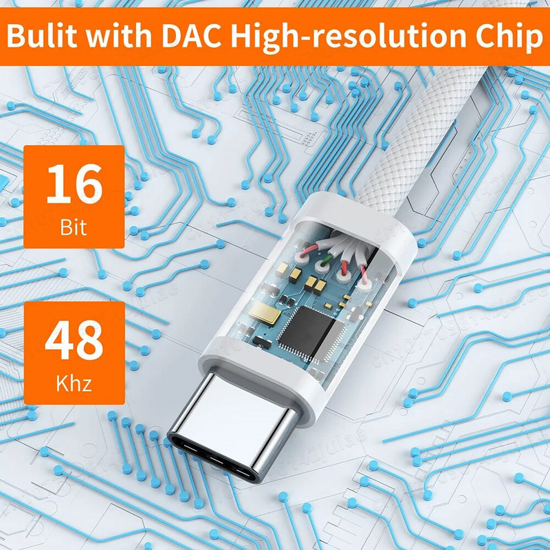 C tipo USB iki 3,5 mm moteriškos ausinių lizdo adapteris USB C prie Aux garso kabelio laidas, skirtas iPhone 15 Plus15 Pro Max iPad Pro MacBook