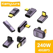5A tipo C OTG adapteris 240 W greito įkrovimo duomenų keitiklis USB4.0 40Gbps palaikymas 8K 60Hz USB C 90/180 laipsnių alkūnės adapteris