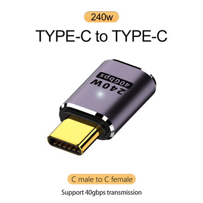 5A tipo C OTG adapteris 240 W greito įkrovimo duomenų keitiklis USB4.0 40Gbps palaikymas 8K 60Hz USB C 90/180 laipsnių alkūnės adapteris