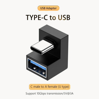 5A tipo C OTG adapteris 240 W greito įkrovimo duomenų keitiklis USB4.0 40Gbps palaikymas 8K 60Hz USB C 90/180 laipsnių alkūnės adapteris