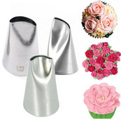 #123 #122 #61 3 vnt., nerūdijančio plieno rožių žiedlapis "pasidaryk pats" glajų vamzdelių antgaliai Keksiukų pyrago kremo vamzdelių antgalis Tortų dekoravimo įrankiai