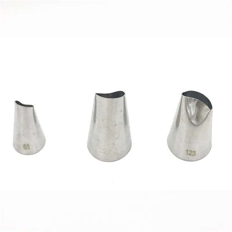 #123 #122 #61 3 vnt., nerūdijančio plieno rožių žiedlapis "pasidaryk pats" glajų vamzdelių antgaliai Keksiukų pyrago kremo vamzdelių antgalis Tortų dekoravimo įrankiai