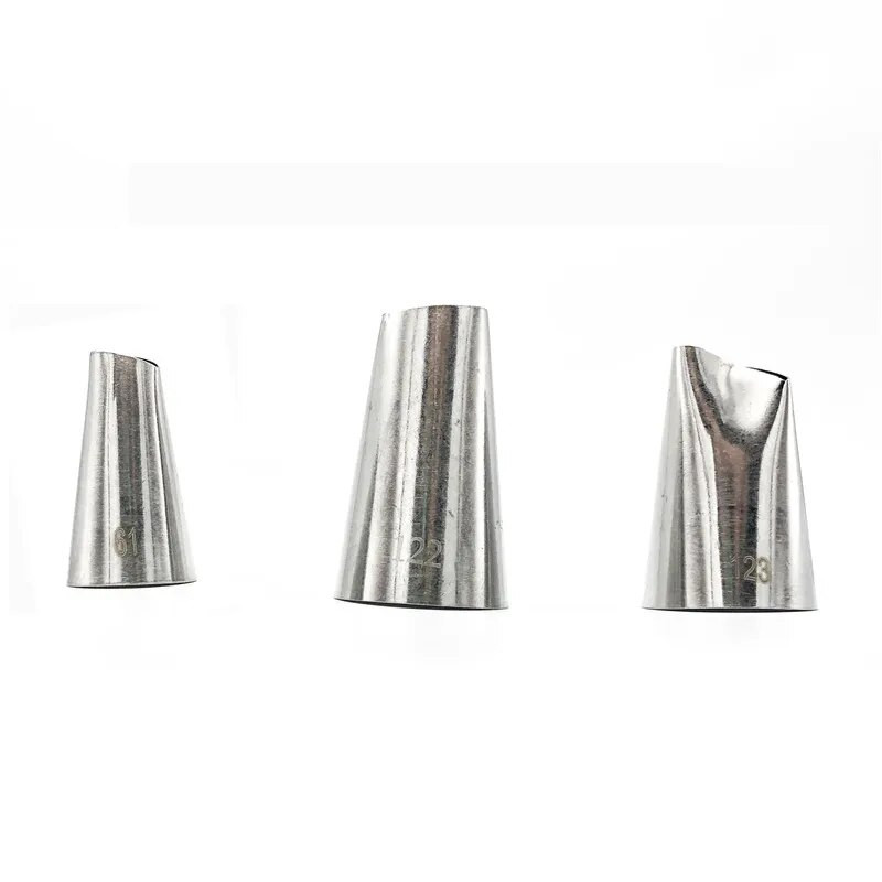 #123 #122 #61 3 vnt., nerūdijančio plieno rožių žiedlapis "pasidaryk pats" glajų vamzdelių antgaliai Keksiukų pyrago kremo vamzdelių antgalis Tortų dekoravimo įrankiai