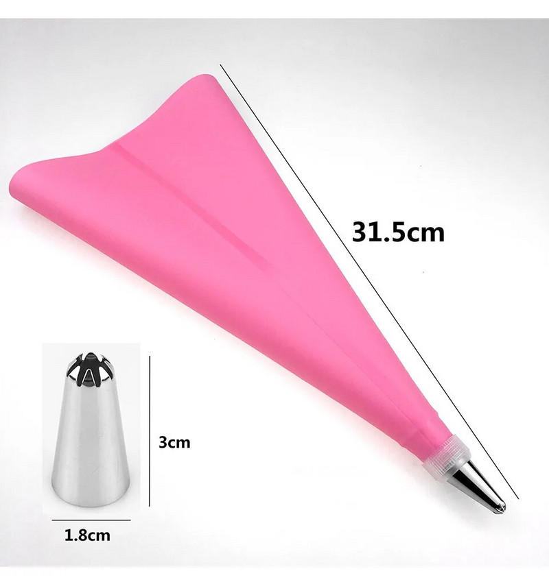 10 τμχ/σετ Σακούλα ζαχαροπλαστικής σιλικόνης Icing Piping Cream επαναχρησιμοποιούμενες σακούλες ζαχαροπλαστικής με ανοξείδωτο ακροφύσιο Διακοσμητικό κέικ Εργαλεία ψησίματος κουζίνας