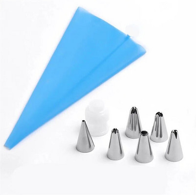 8 vnt. silikoninių konditerinių maišelių antgaliai glazūra vamzdelių antgalis kremas Daugkartiniai konditerijos maišeliai antgalis fondant formelės tortų dekoravimo įrankių rinkinys