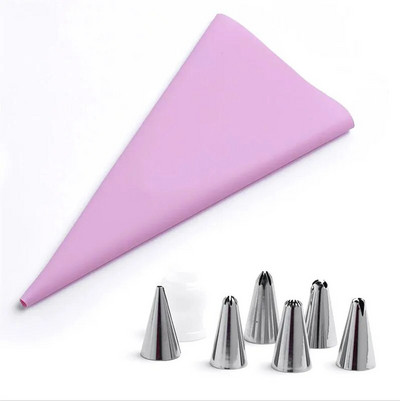 8 vnt. silikoninių konditerinių maišelių antgaliai glazūra vamzdelių antgalis kremas Daugkartiniai konditerijos maišeliai antgalis fondant formelės tortų dekoravimo įrankių rinkinys