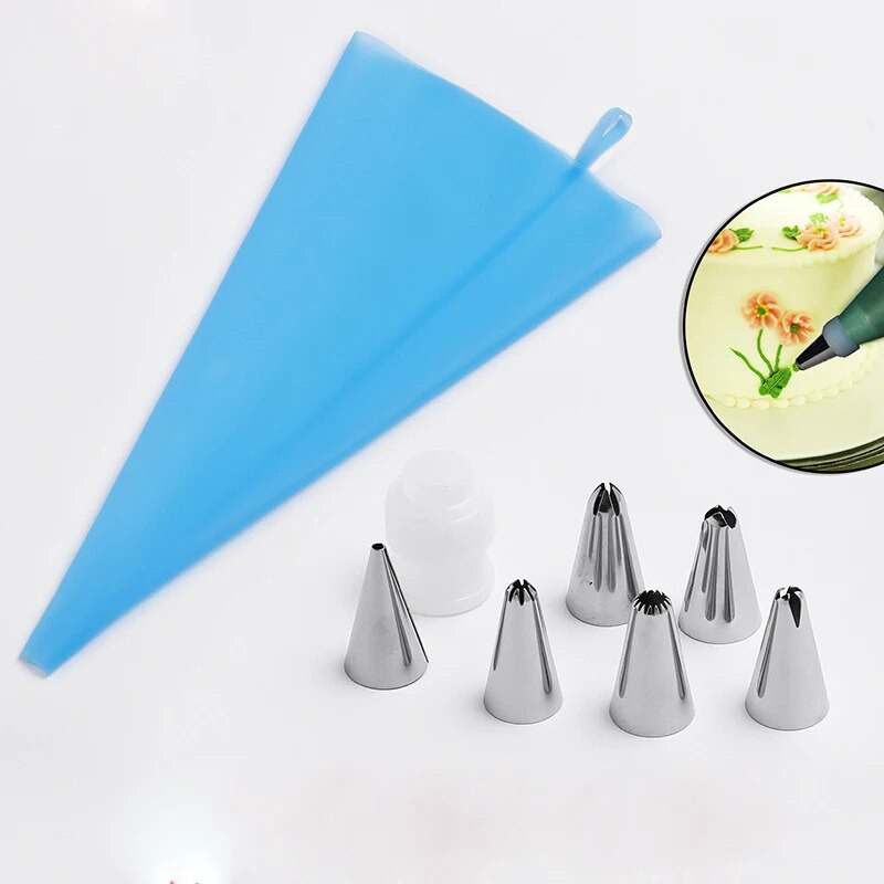 8 vnt. silikoninių konditerinių maišelių antgaliai glazūra vamzdelių antgalis kremas Daugkartiniai konditerijos maišeliai antgalis fondant formelės tortų dekoravimo įrankių rinkinys