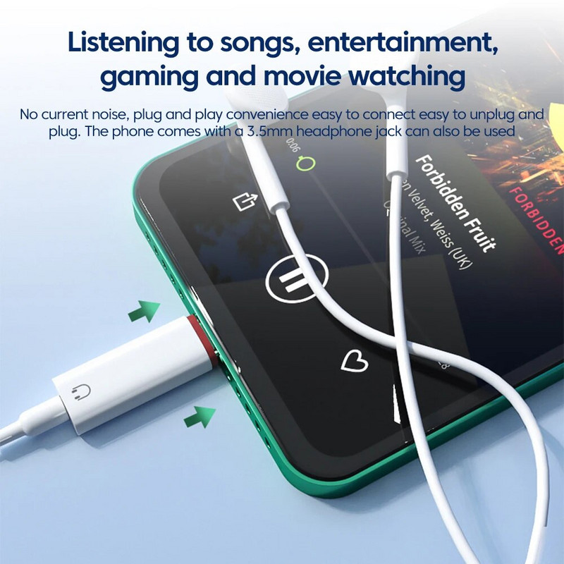 Lightning To 3 5 MM lizdo AUX adapteris, skirtas iPhone 14 13 12Pro Adapter Type C Ausinių jungtis Garso skirstytuvo telefono priedai