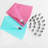 26 vnt silikoninių konditerinių maišelių antgaliai Virtuvės „pasidaryk pats“ glajų vamzdžių antgaliai Kremo konditerijos maišeliai + 24 tešlos antgaliai tortų dekoravimo patarimai