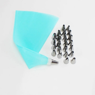 26 vnt silikoninių konditerinių maišelių antgaliai Virtuvės „pasidaryk pats“ glajų vamzdžių antgaliai Kremo konditerijos maišeliai + 24 tešlos antgaliai tortų dekoravimo patarimai