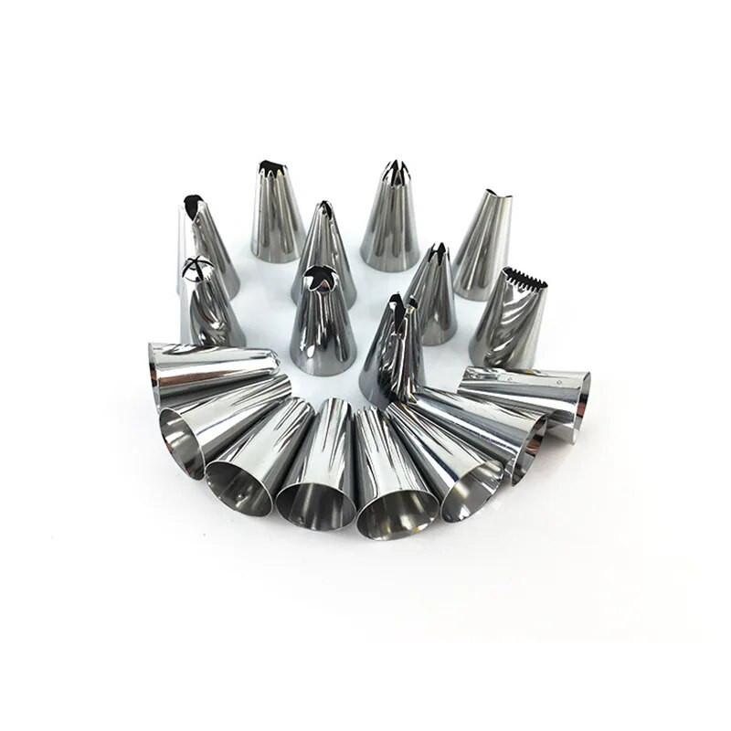 26 vnt silikoninių konditerinių maišelių antgaliai Virtuvės „pasidaryk pats“ glajų vamzdžių antgaliai Kremo konditerijos maišeliai + 24 tešlos antgaliai tortų dekoravimo patarimai