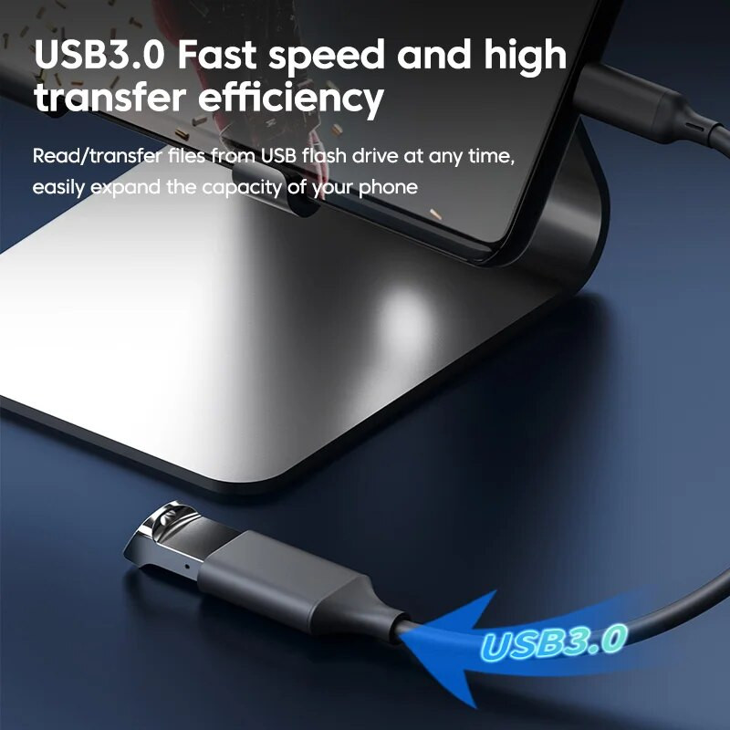 Elough tipo c į USB3.0 OTG adapterio kabelis duomenų perdavimo nuskaitymas greito įkrovimo ilgintuvas Konverteris kompiuteriui Nešiojamam telefonui