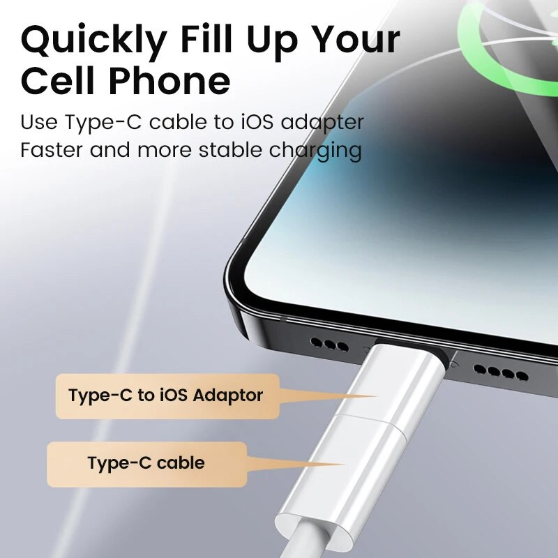 „Elough Type C“ į „Lightning Adapter“ greito įkrovimo USB-C „IOS“ keitiklis, skirtas „iPhone 14 13 12 PC Macbook ipad“ otg