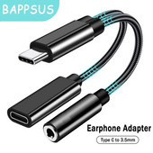 2 viename USB-C tipo C iki 3,5 mm Aux garso įkrovimo kabelio adapterio skirstytuvo ausinių lizdas USB tipo C adapterio laidas, skirtas Xiaomi Huawei