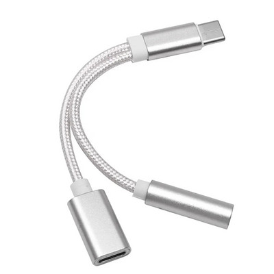 2 viename USB-C tipo C iki 3,5 mm Aux garso įkrovimo kabelio adapterio skirstytuvo ausinių lizdas USB tipo C adapterio laidas, skirtas Xiaomi Huawei